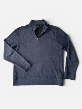 Hugo Boss mens XL regular fit dark blue 1/4 zip pullover sweater EUC